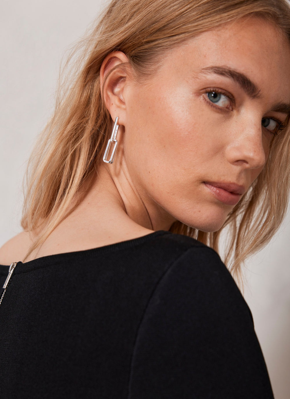 Silver Tone Link Earrings