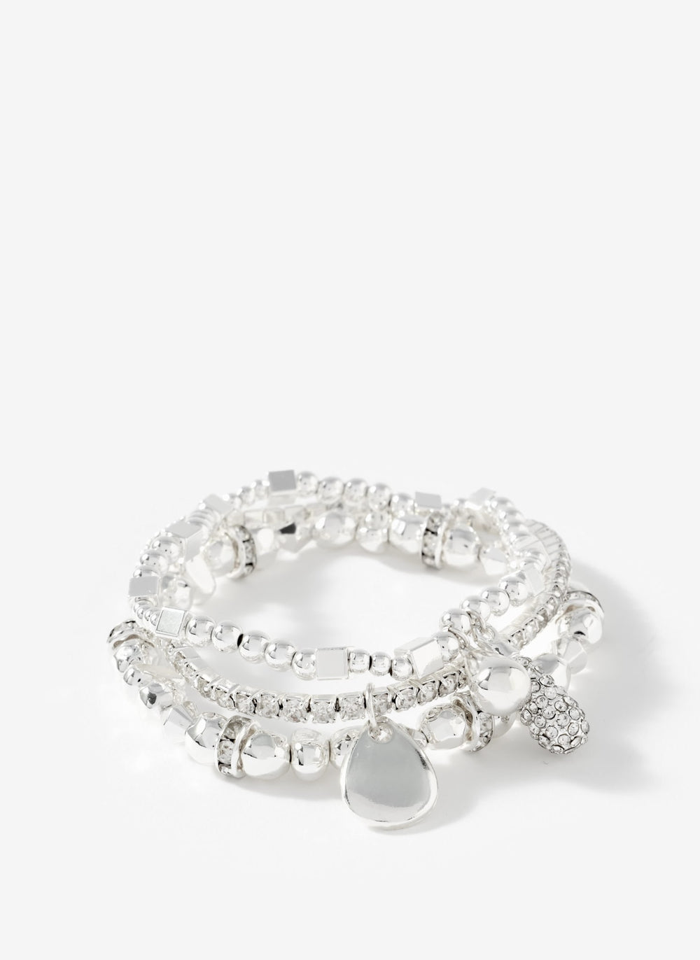 Silver Tone Mixed Bracelet Set