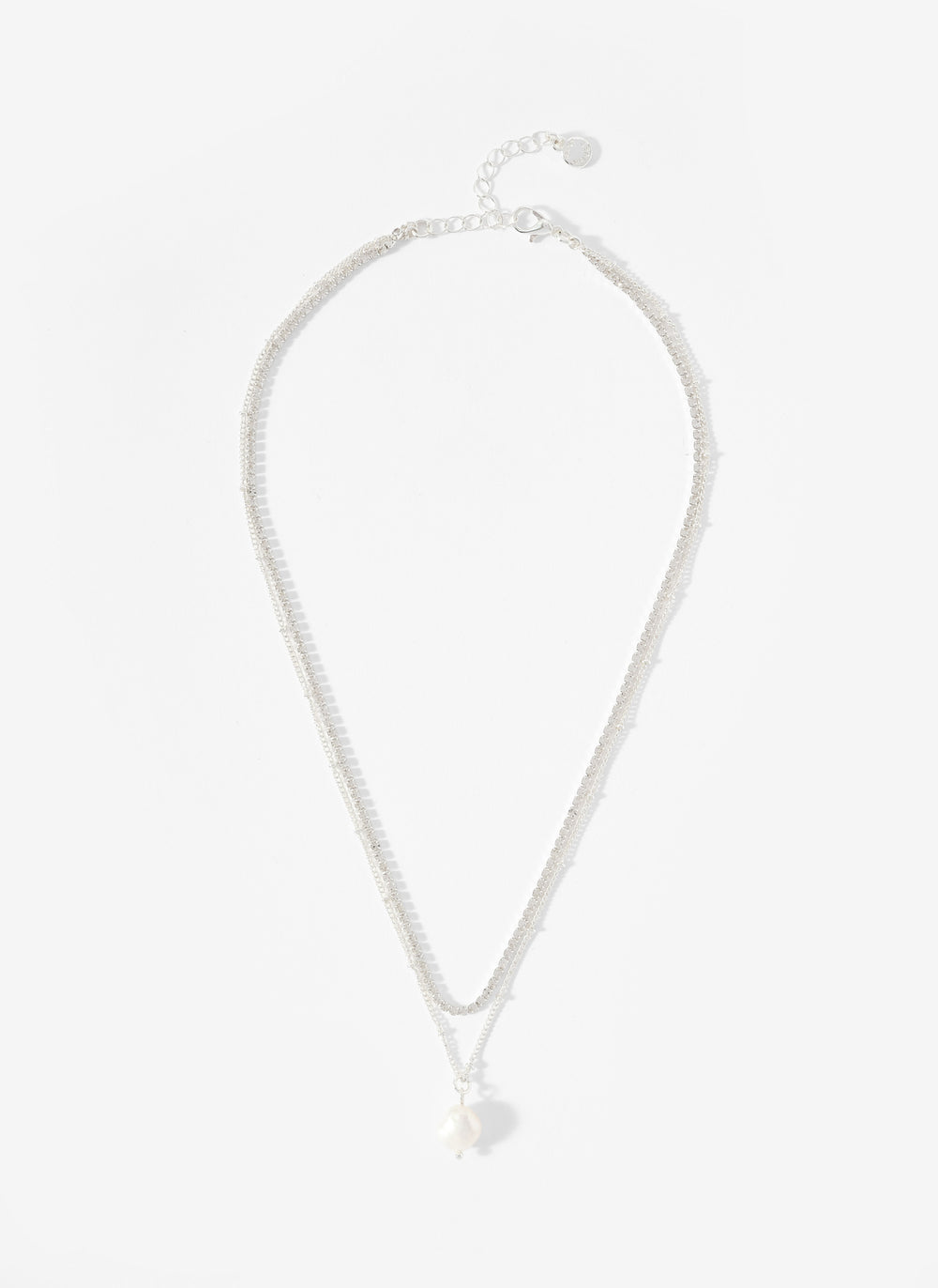 Silver Tone Double Chain Necklace