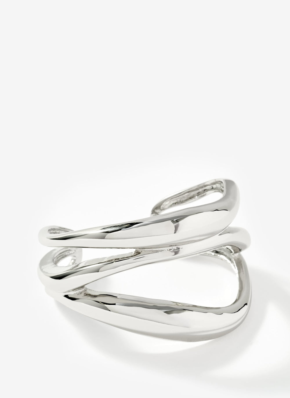 Silver Tone Sculpted Open Wave Bangle