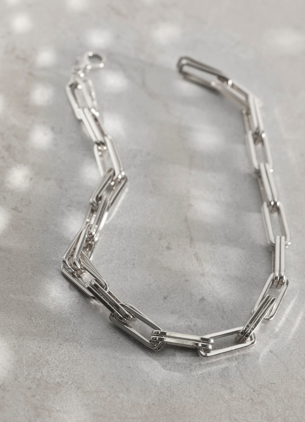 Silver Tone Square Link Necklace