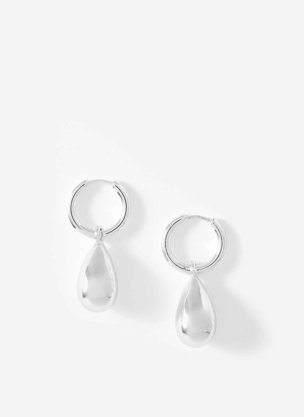 Silver Tone Teardrop Hoop Earrings