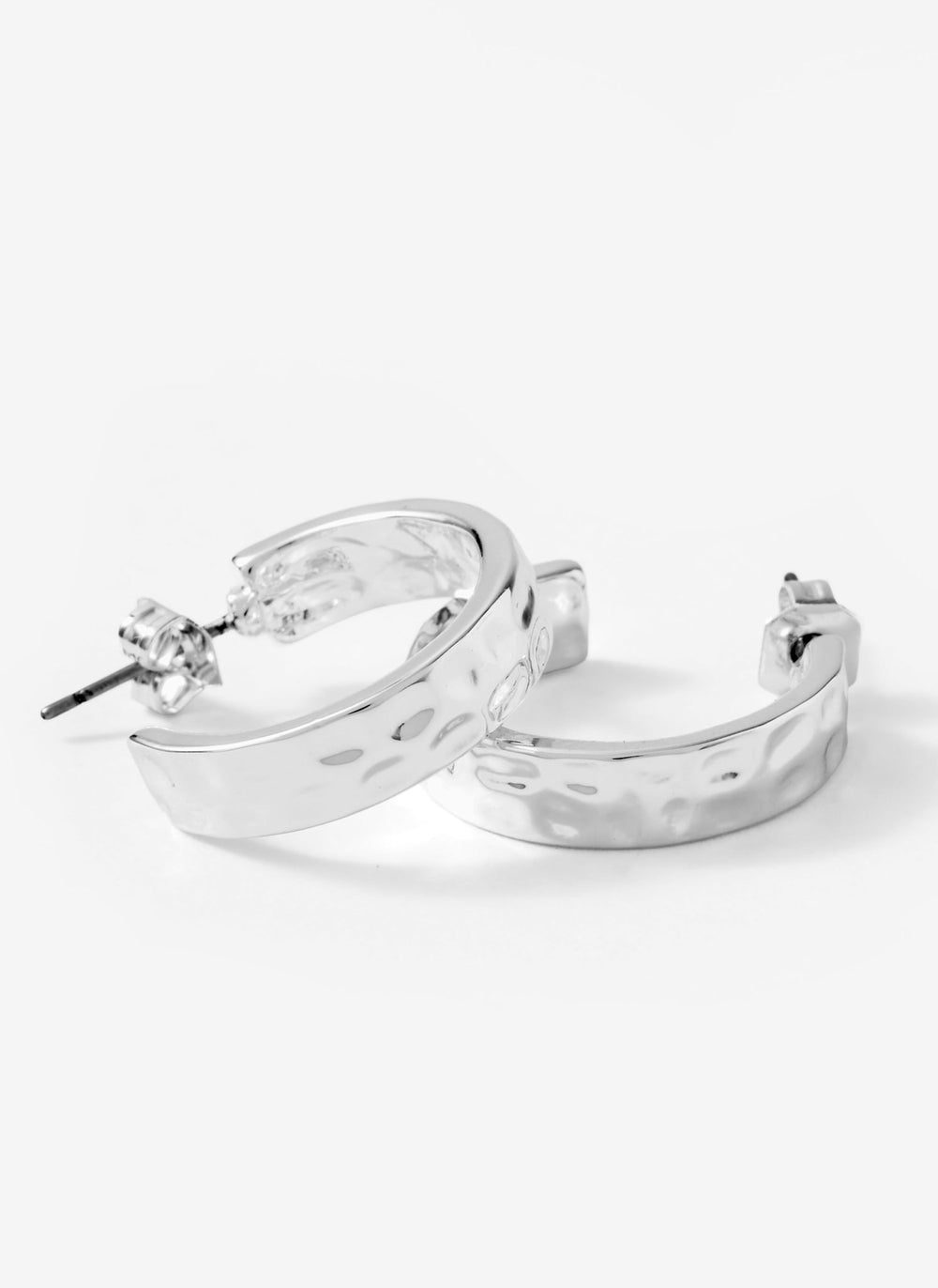 Silver Tone Textured Hoops