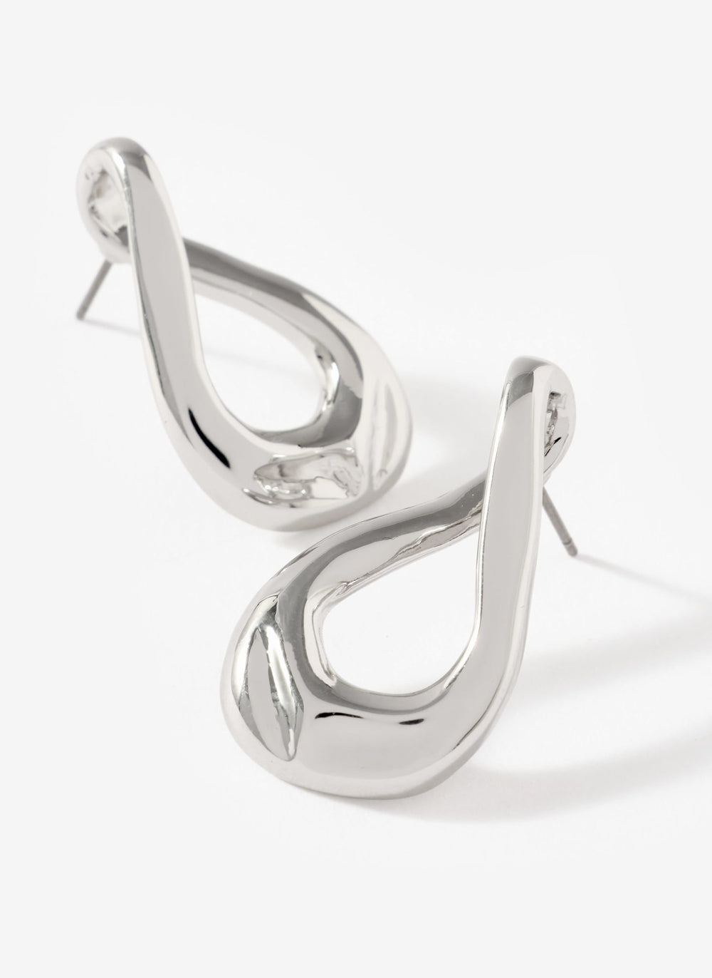 Silver Tone Sculpted Wave Earrings
