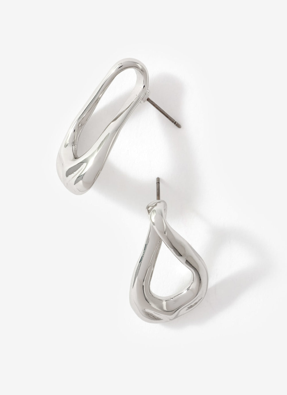Silver Tone Sculpted Wave Earrings