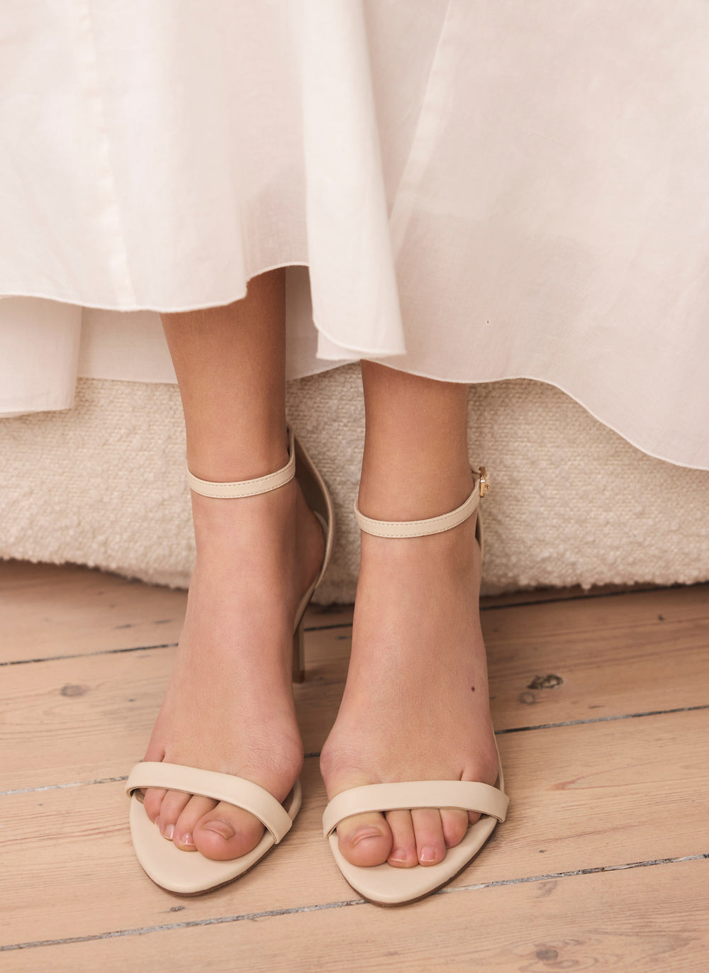 Skye Cream Leather Strappy High Heels