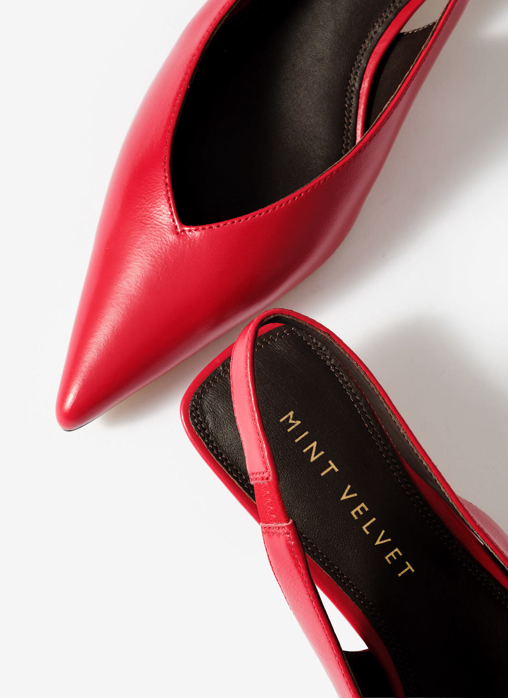 Skye Red Leather Slingback Court Heels