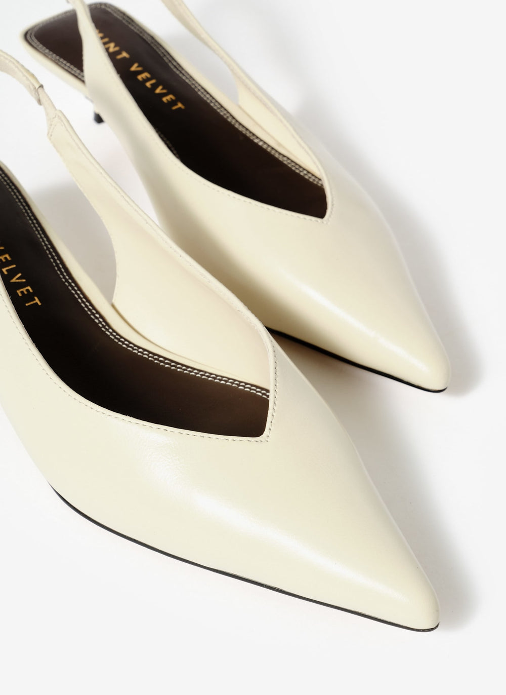 Skye White Leather Slingback Court Heels