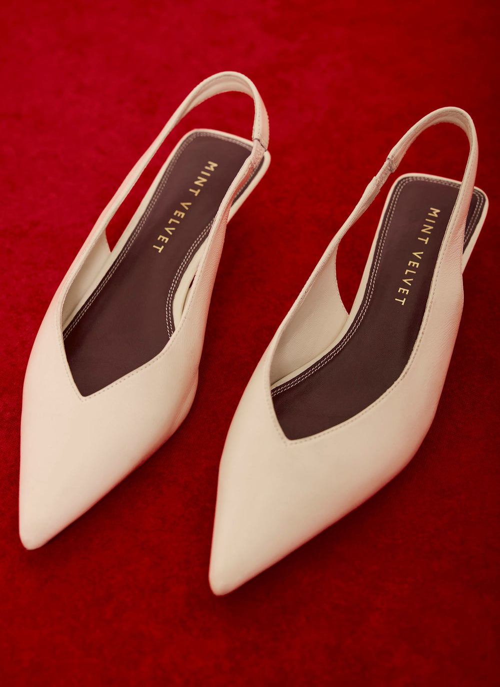 Skye White Leather Slingback Court Heels