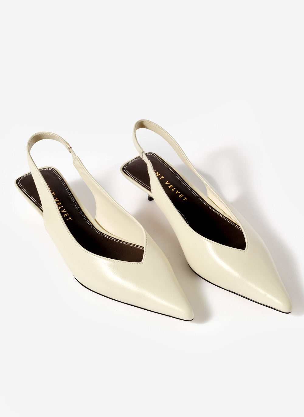 Skye White Leather Slingback Court Heels
