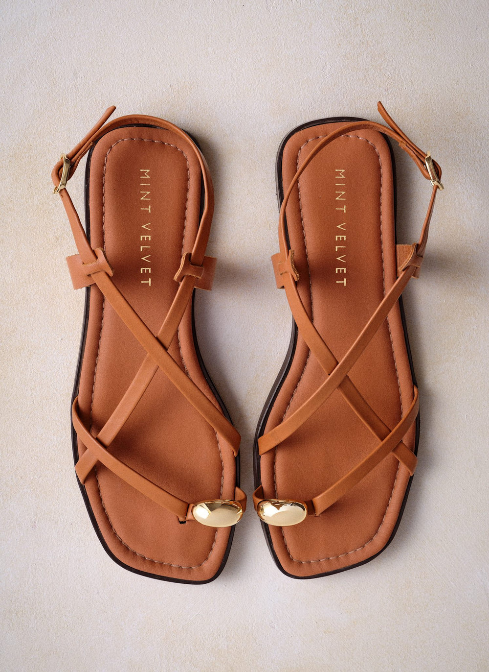 Sofia Tan Leather Strappy Sandals