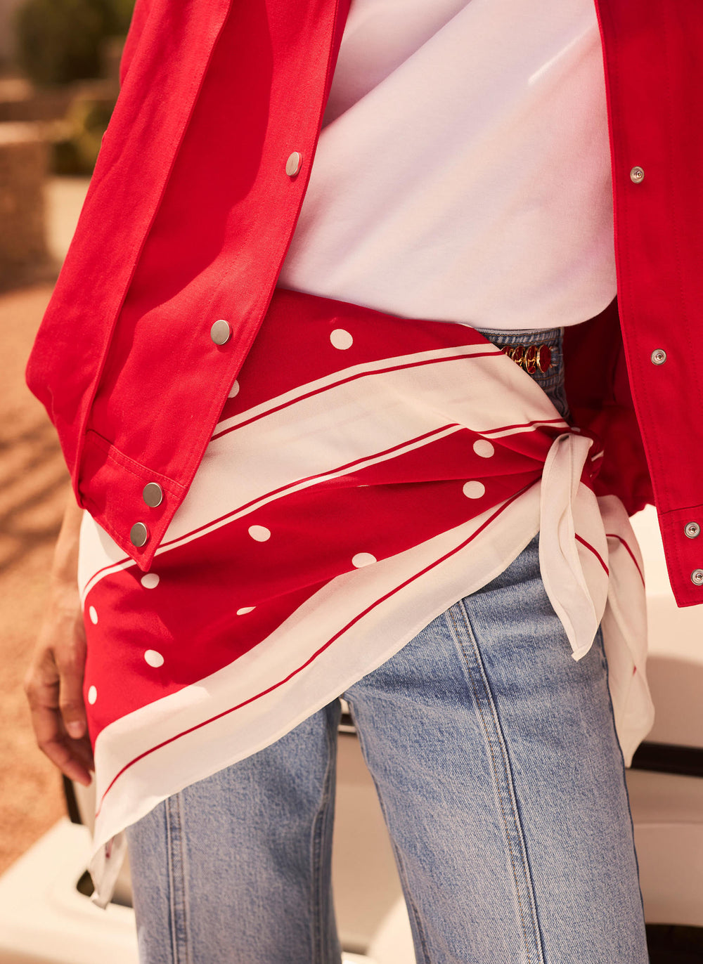 Red Polka Dot Print Scarf