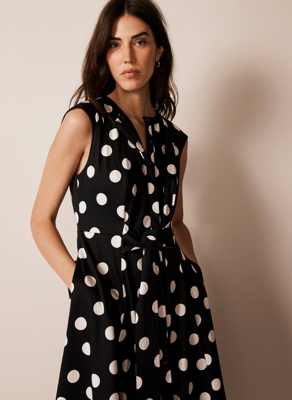 Black Polka Dot Midi Dress