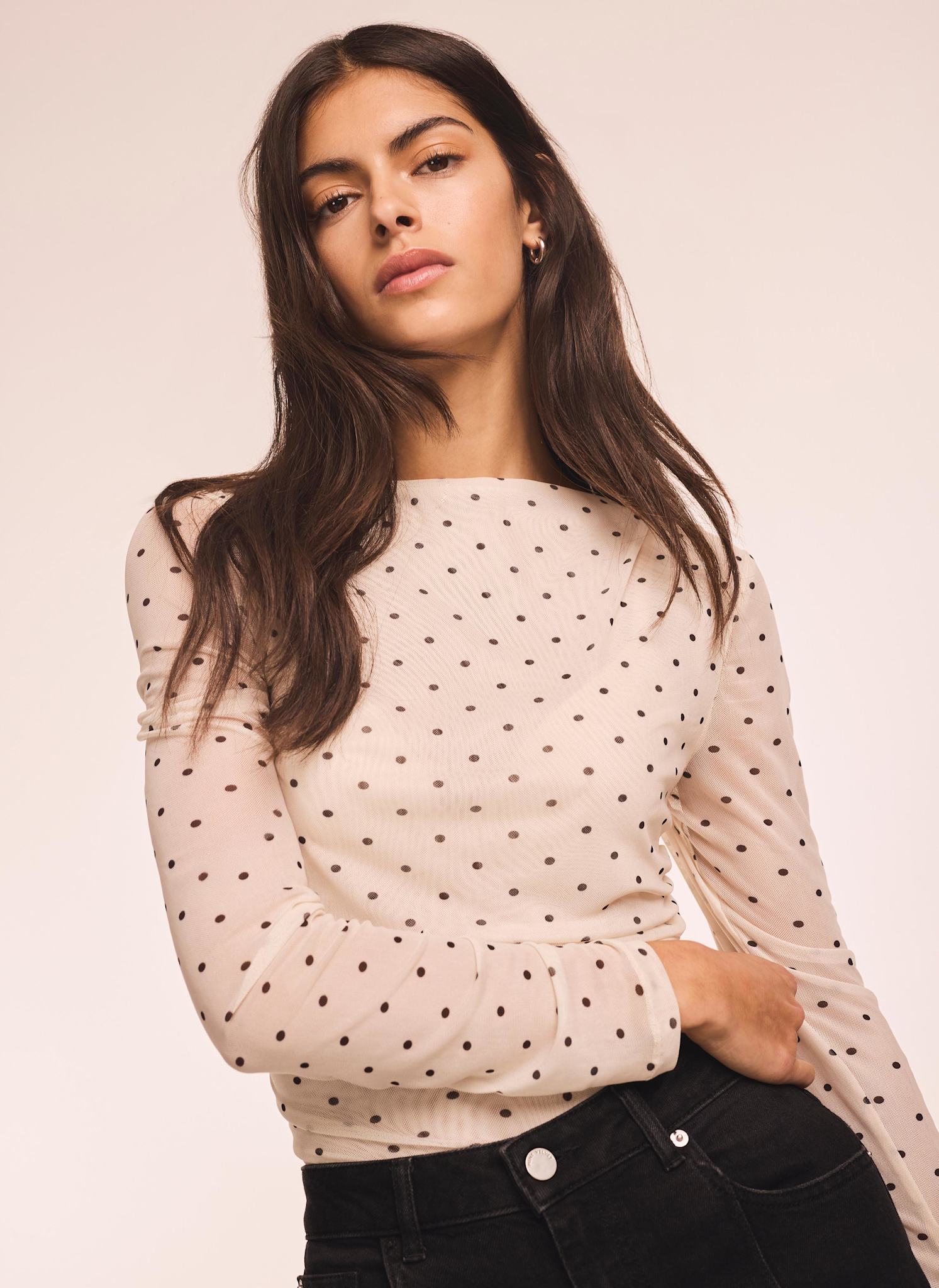 トップス SOLOV APOLLO COTTON MESH TOPS spot-print-mesh-