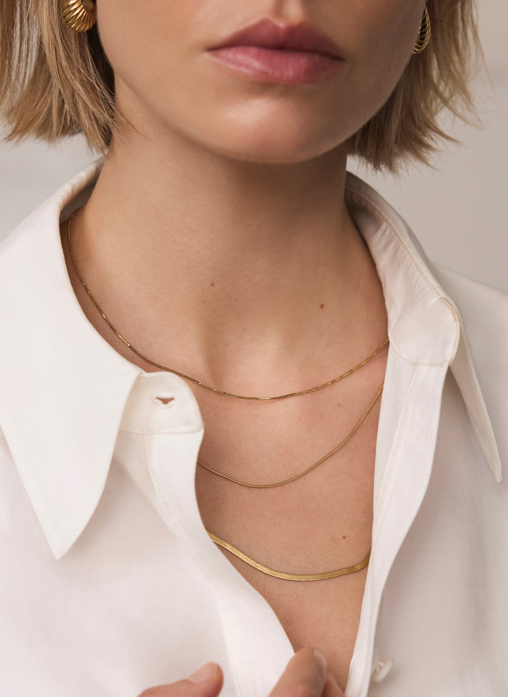 Gold Plated Stainless Steel Triple Layered Necklace