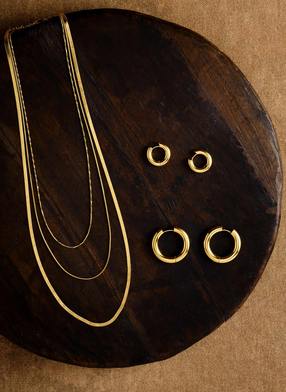 Gold Plated Stainless Steel Triple Layered Necklace