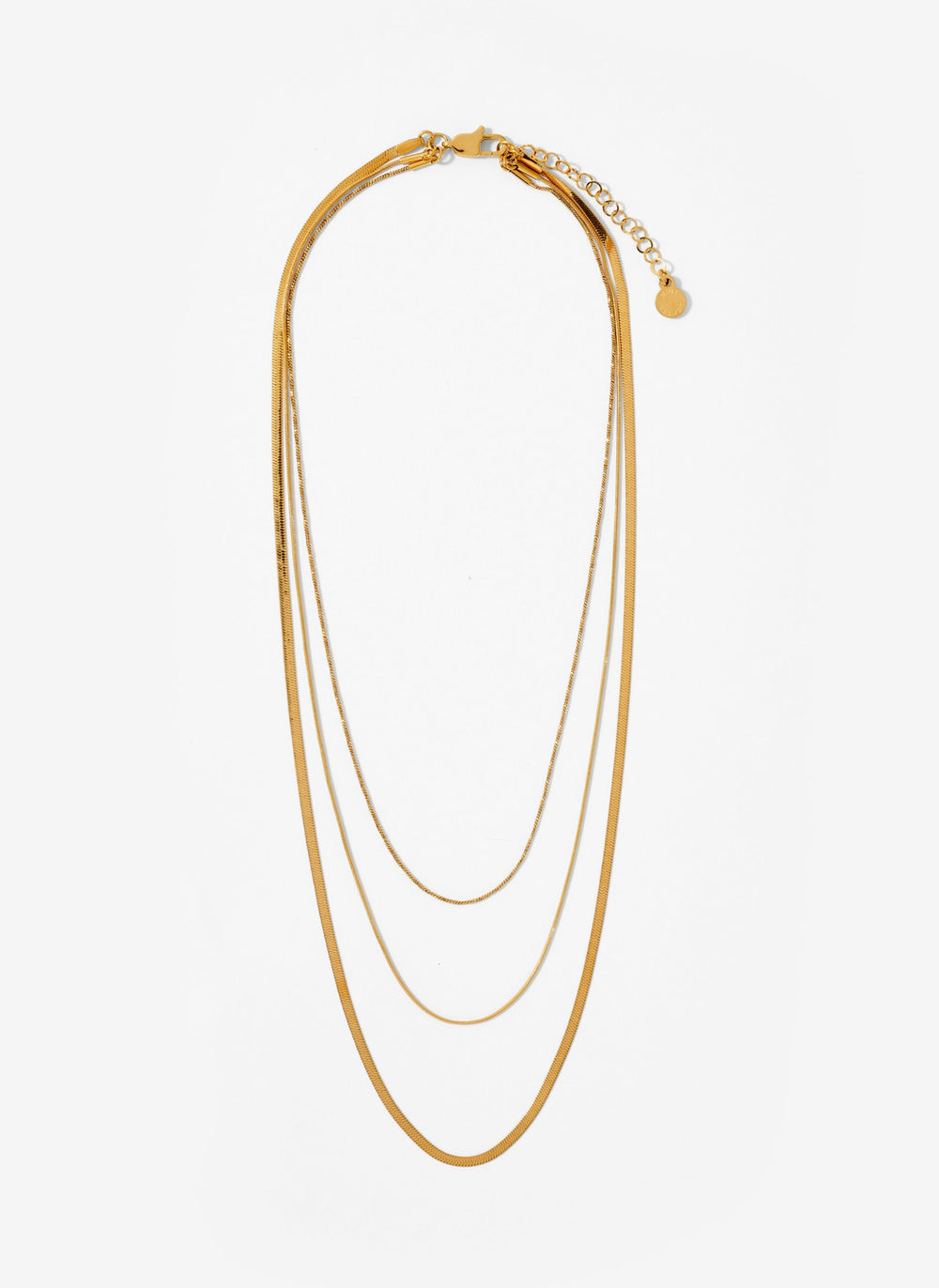 Gold Plated Stainless Steel Triple Layered Necklace