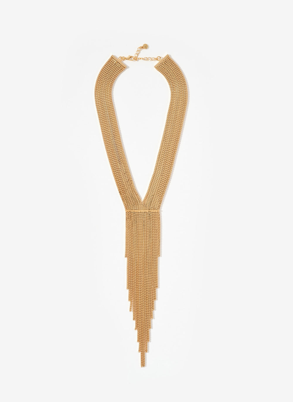 Gold Tone Statement Fringe Drop Necklace
