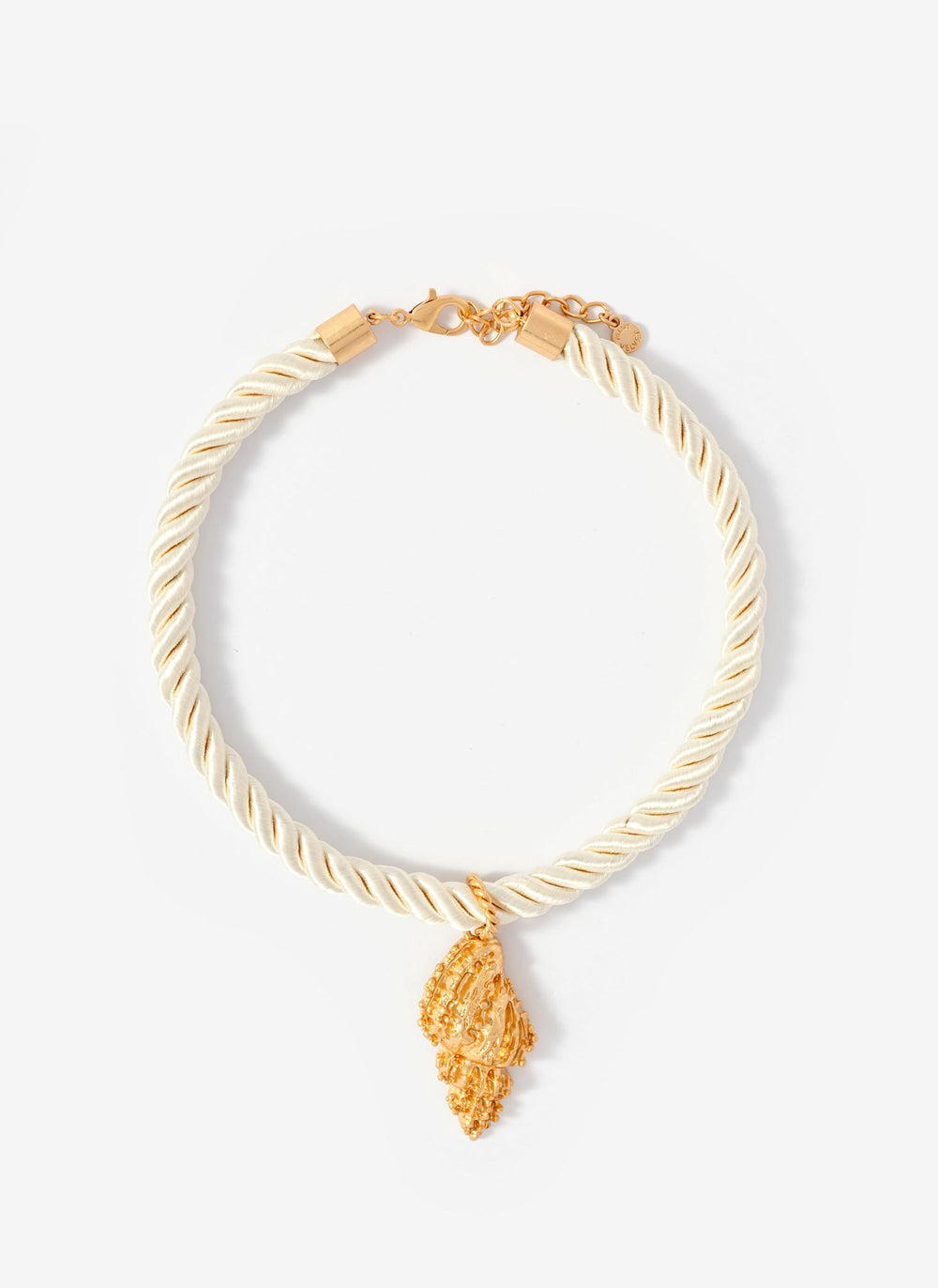 Gold Tone Statement Shell Rope Necklace