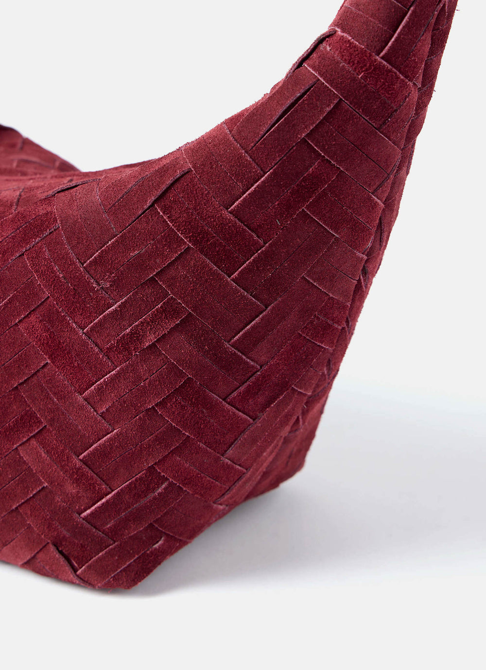 Stevie Burgundy Suede Woven Sling Bag