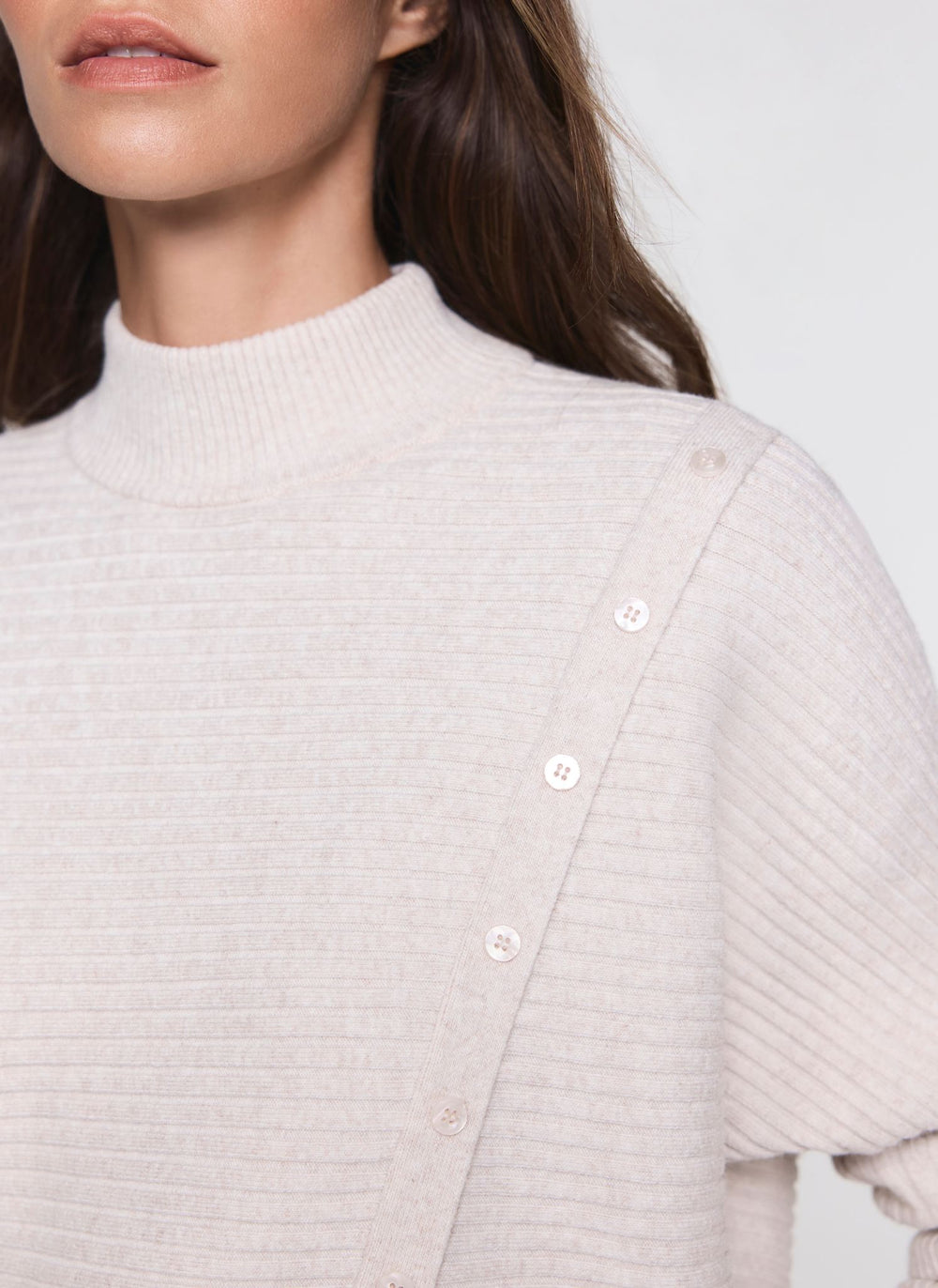 Neutral Button Detail Ribbed Jumper