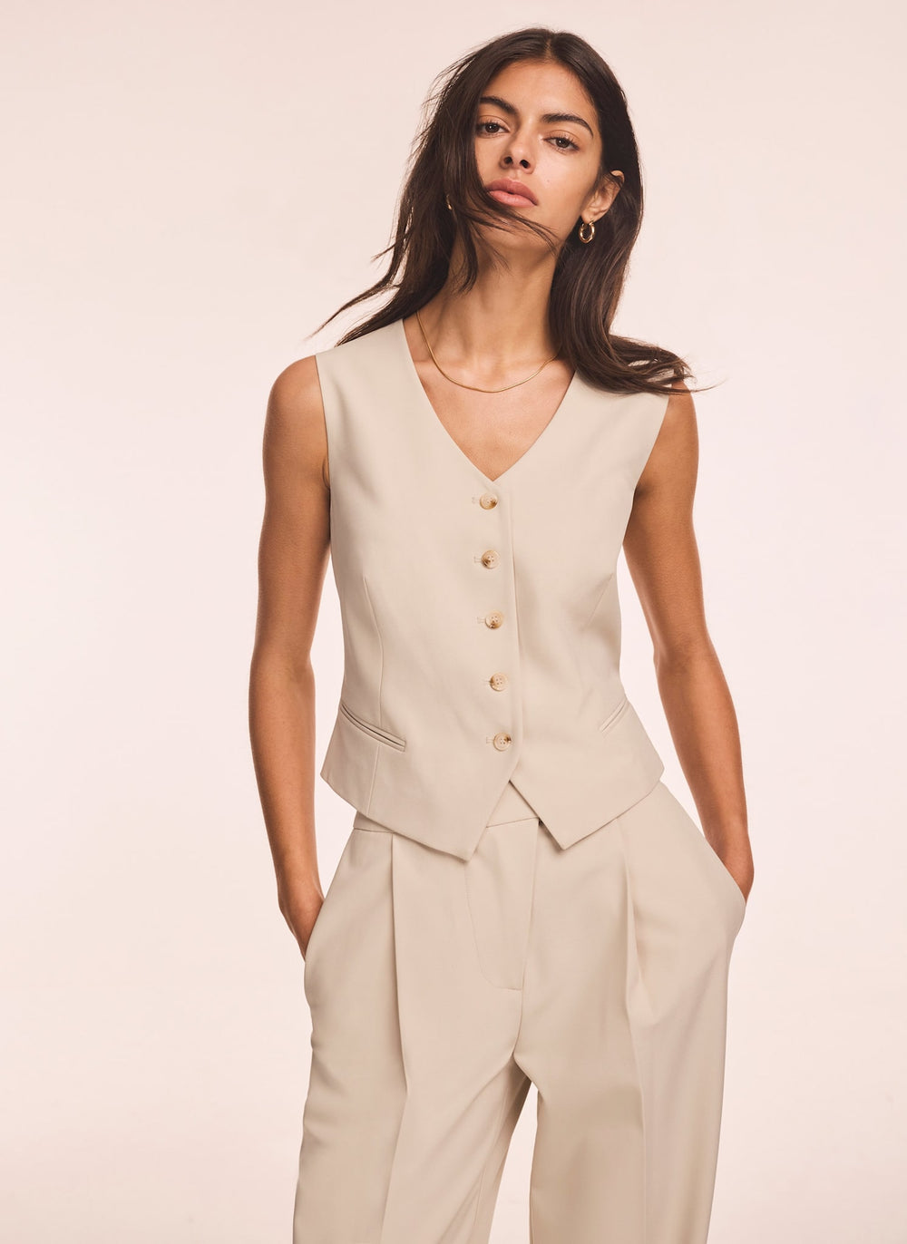 Neutral Tailored Waistcoat