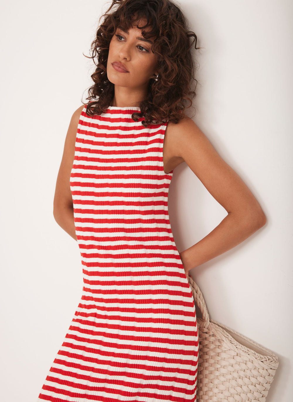 Red Striped Jersey Maxi Dress