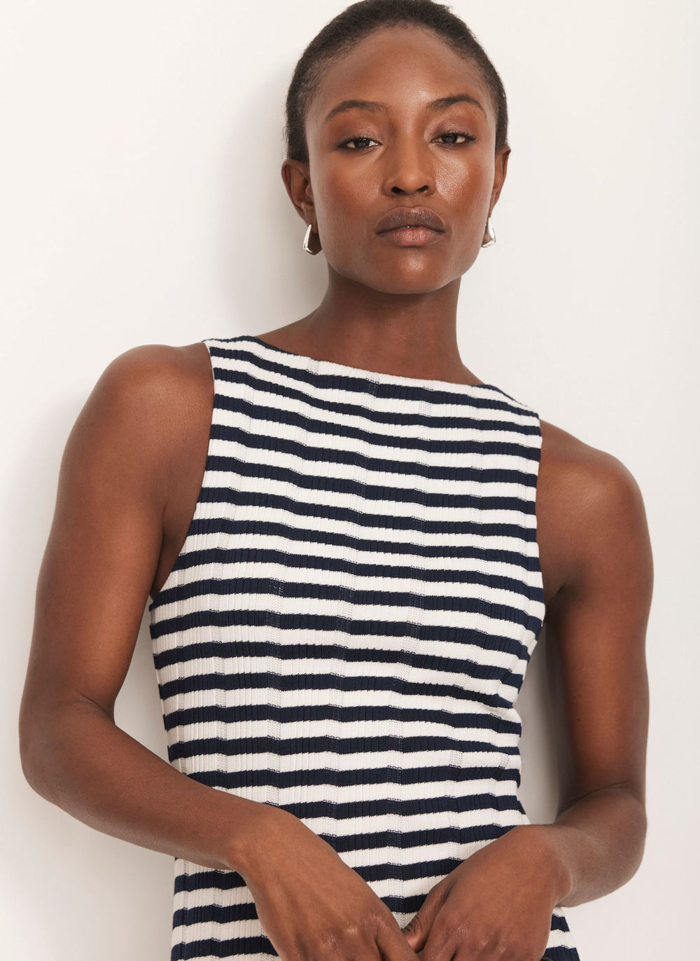 Blue Striped Jersey Maxi Dress