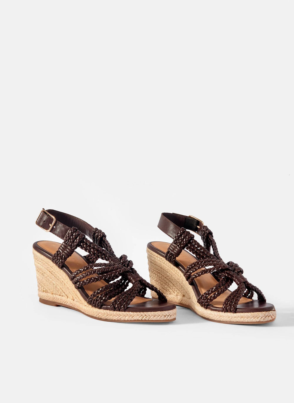 Susie Brown Leather Rope Wedge Heels