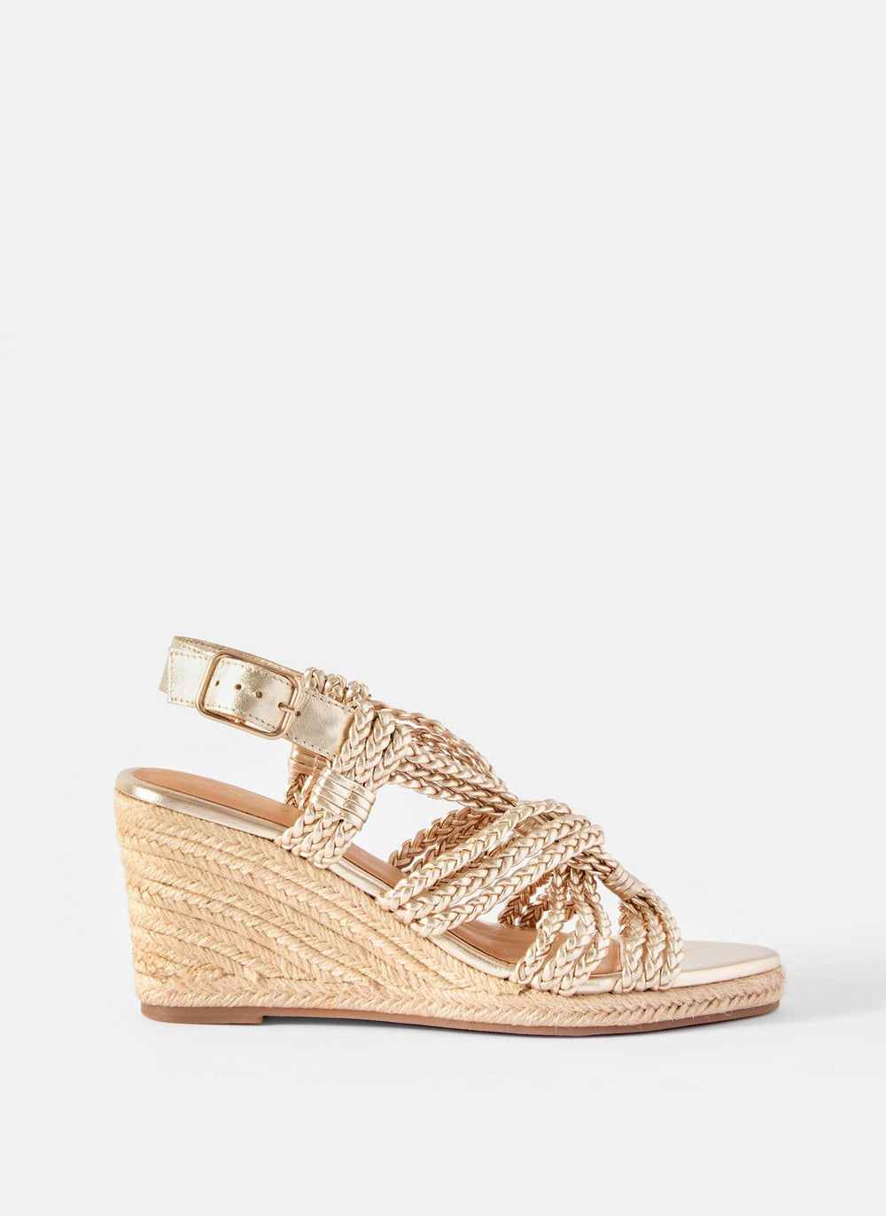 Susie Gold Leather Rope Wedge Heels