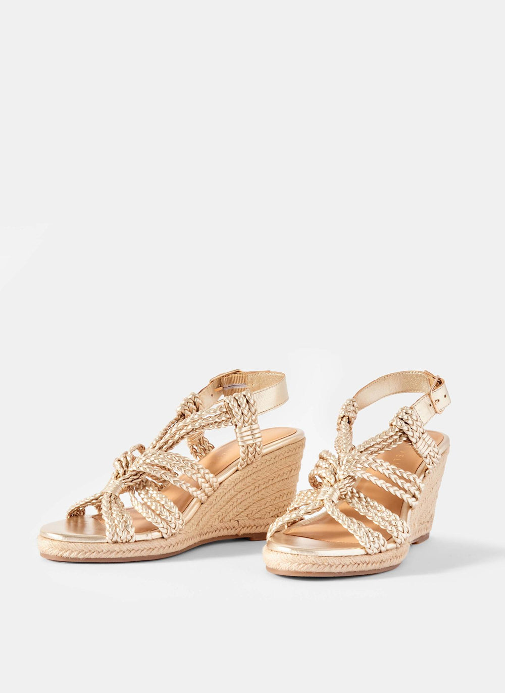 Susie Gold Leather Rope Wedge Heels
