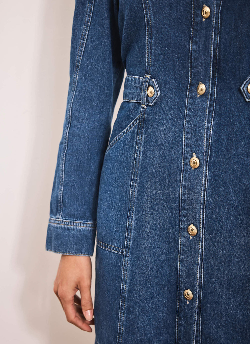 Indigo Denim Puff Sleeve Mini Dress