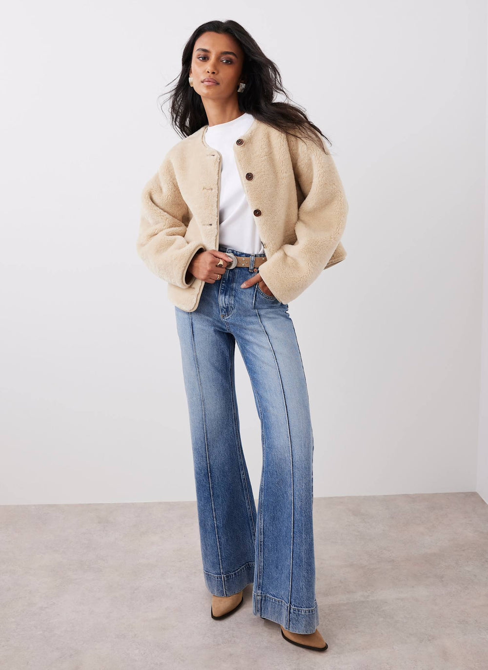 Neutral Borg Collarless Jacket