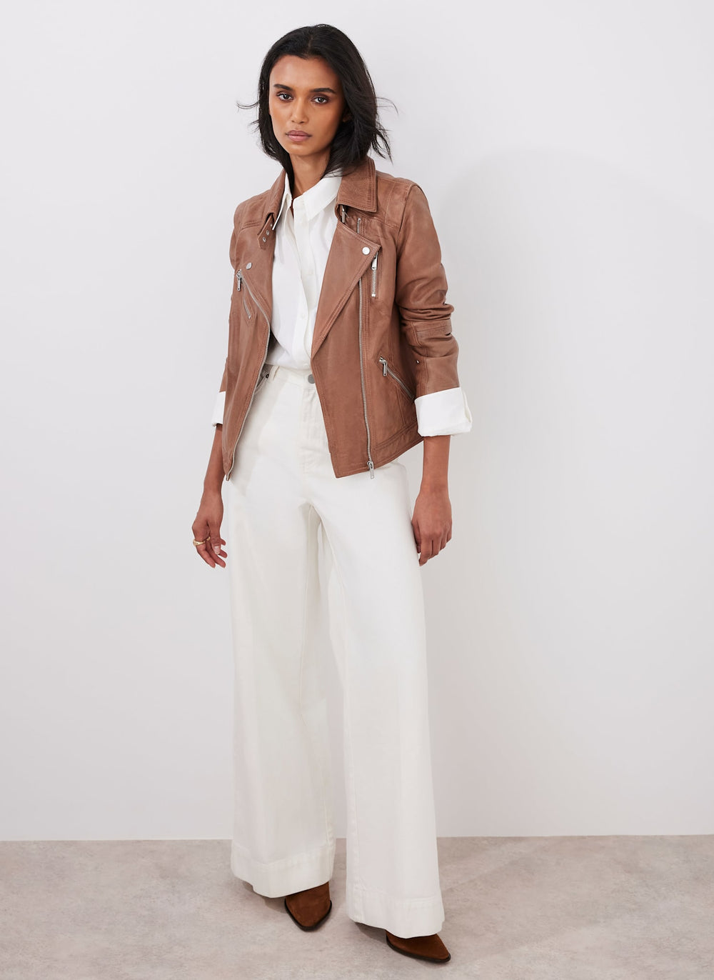 Tan Casual Leather Jacket