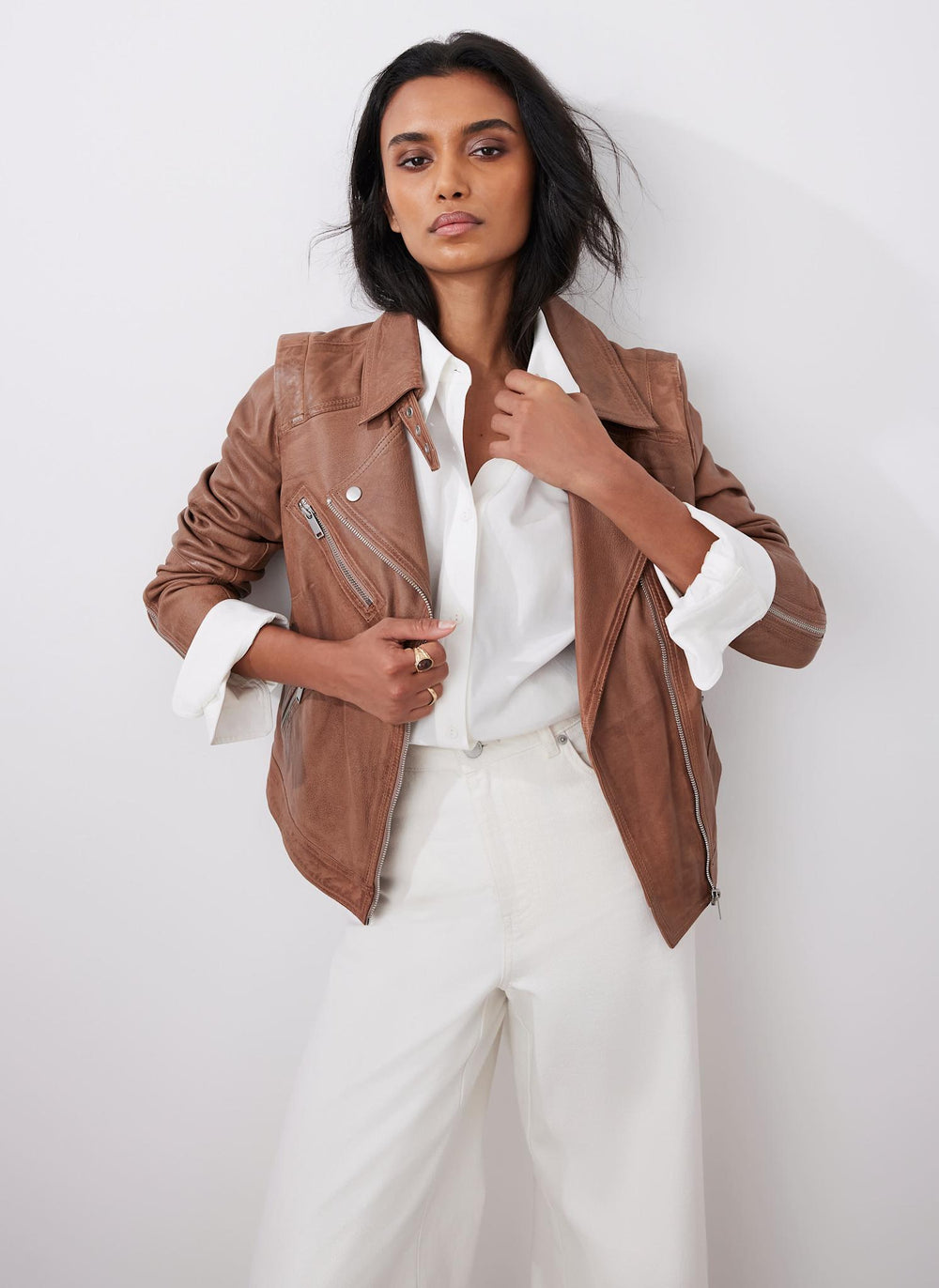 Tan Casual Leather Jacket