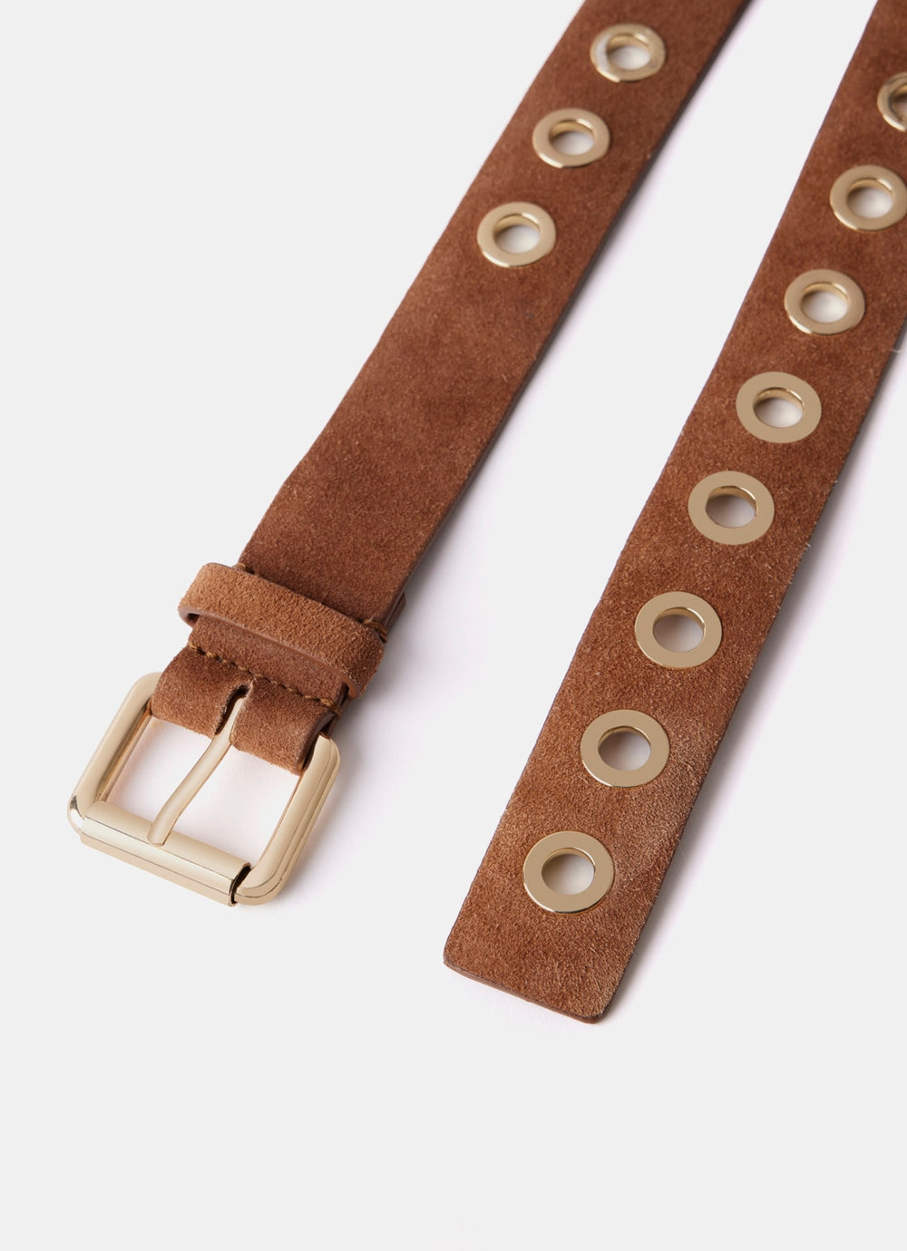 Tan Eyelet Suede Belt