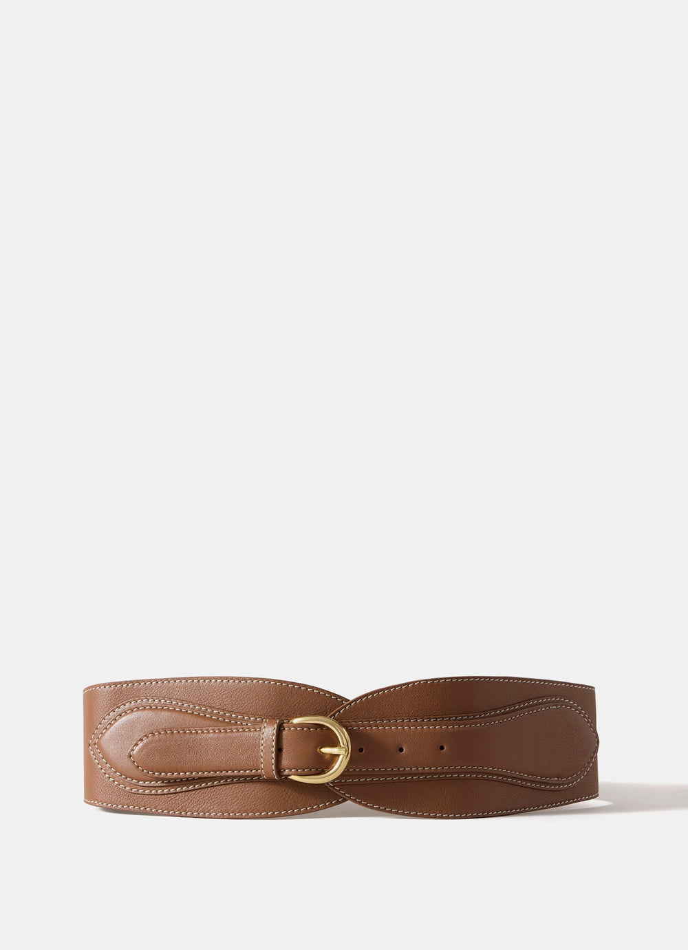 Tan Leather Wide Waist Belt