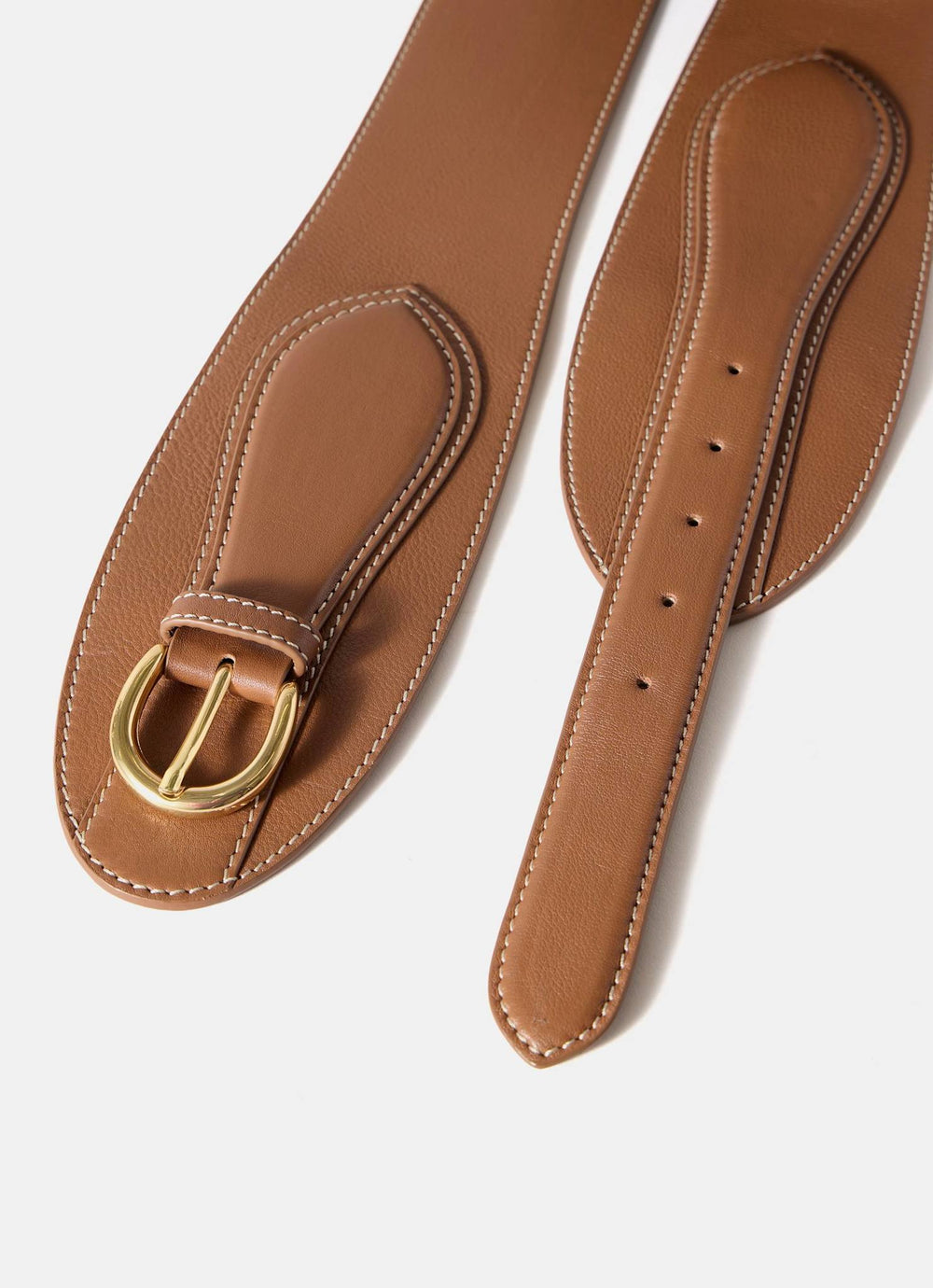 Tan Leather Wide Waist Belt