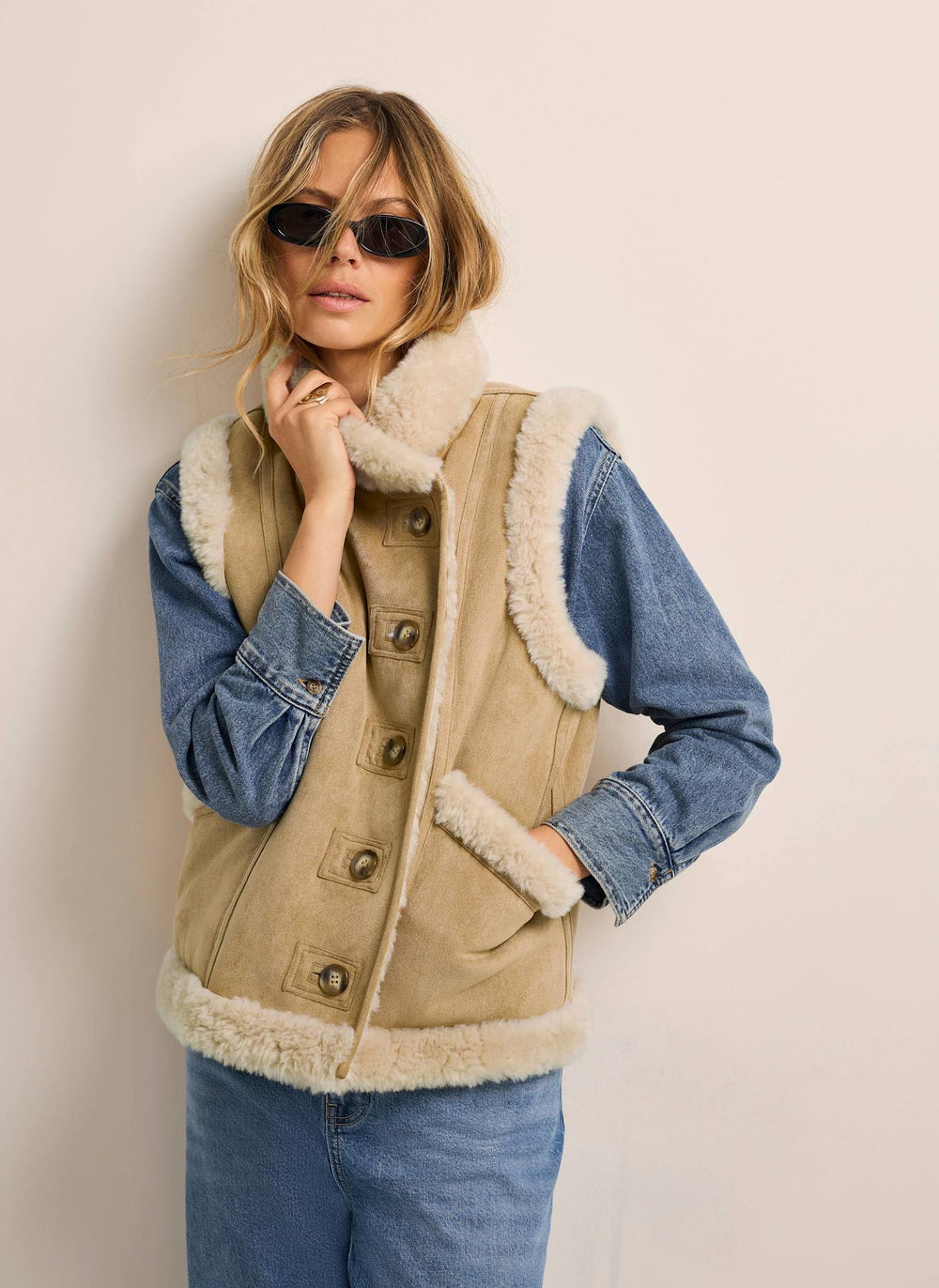 Neutral Faux Fur Gilet