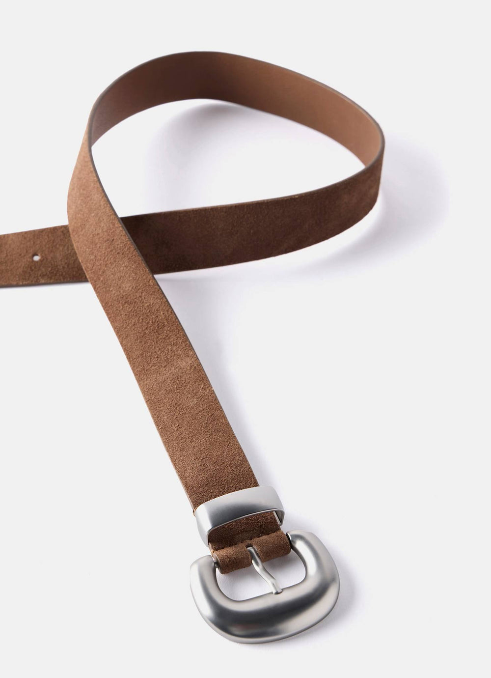 Tan Suede Statement Buckle Belt
