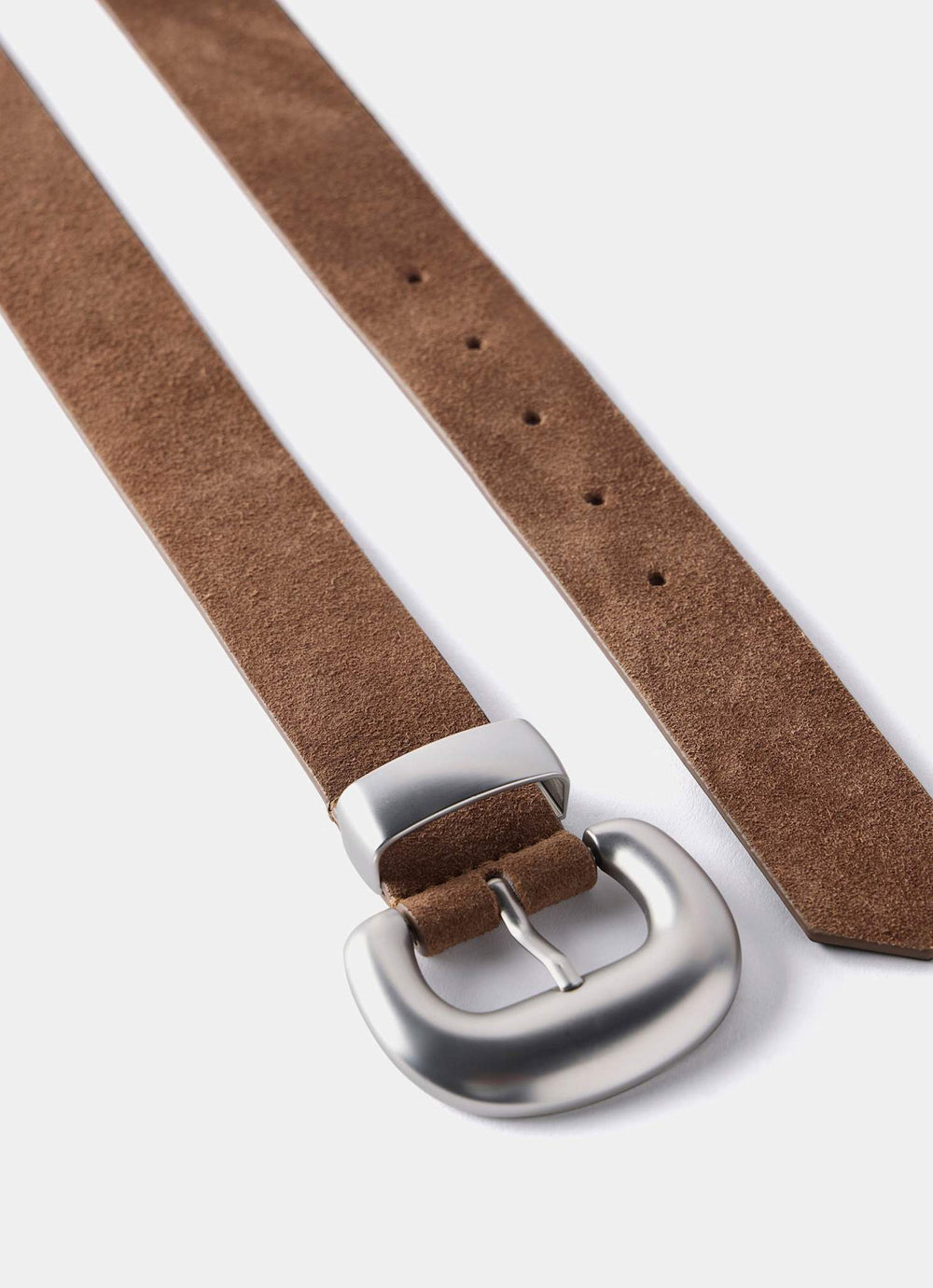 Tan Suede Statement Buckle Belt