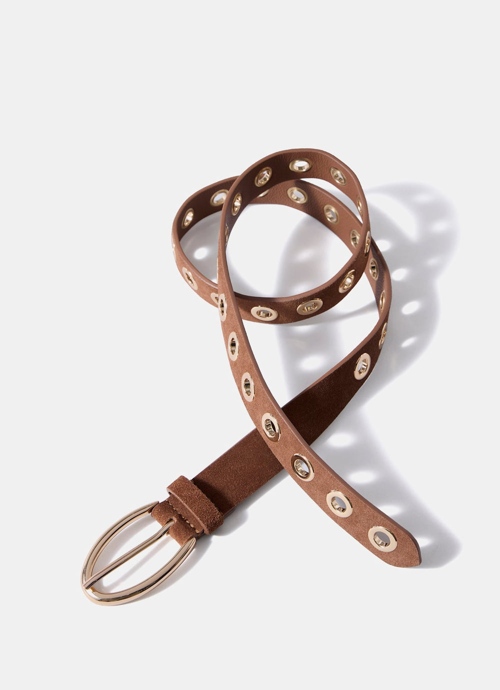 Tan Suede Eyelet Belt
