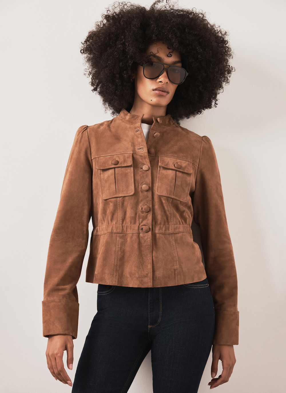 Tan Suede Peplum Jacket