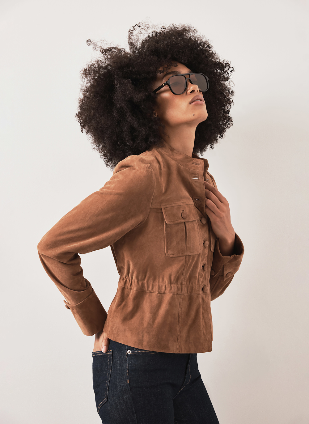 Tan Suede Peplum Jacket