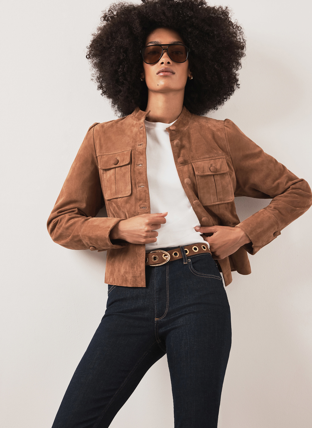 Tan Suede Peplum Jacket