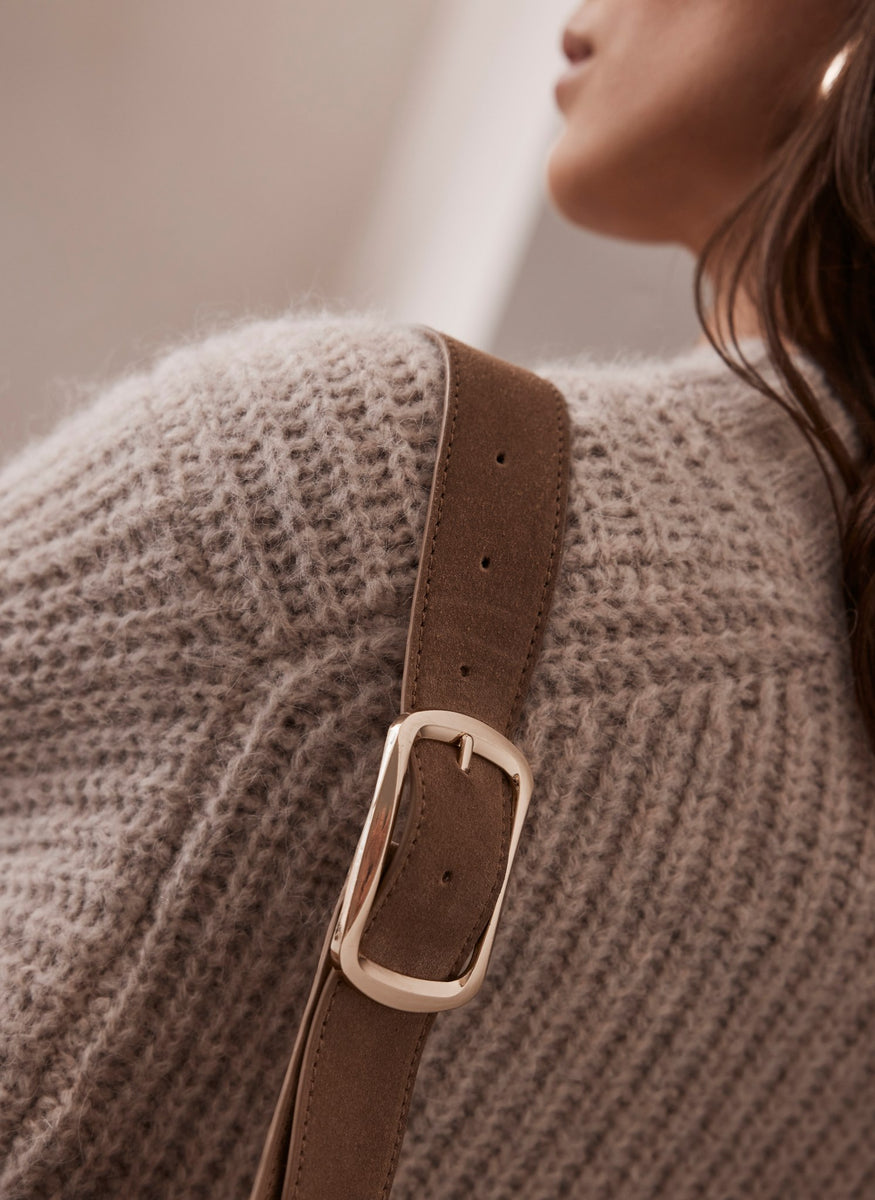 Tan Suede Shoulder Bag Mint Velvet