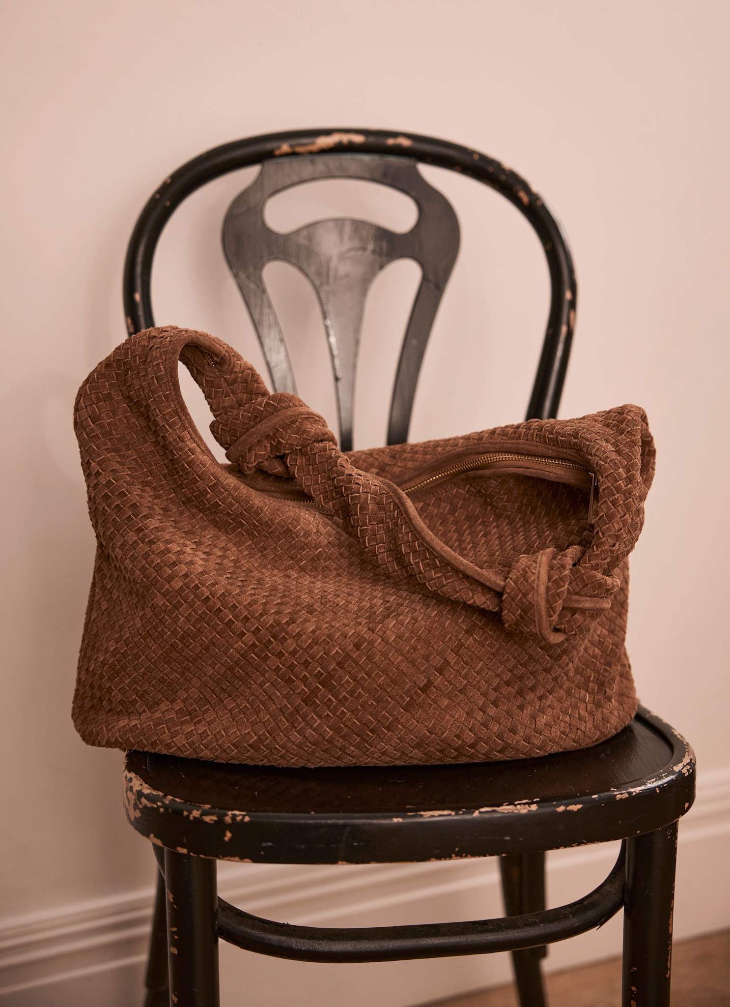 Nora Tan Woven Suede Knot Detail Bag – Mint Velvet