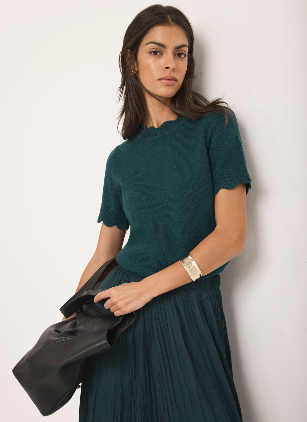 Teal Scallop Knit Top