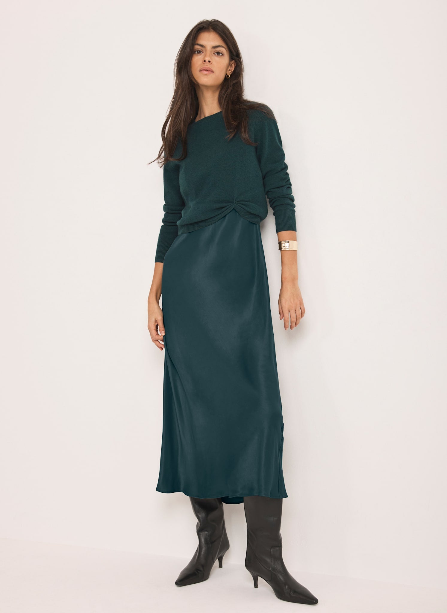 teal satin midi dress Teal Layered Satin Midi Dress – Mint Velvet