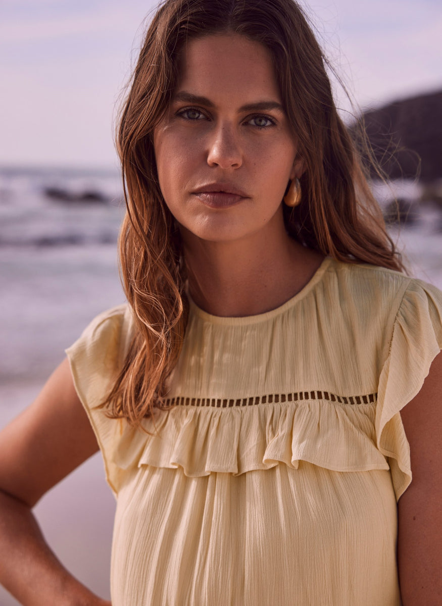 Yellow Tiered Ruffle Midi Dress Mint Velvet